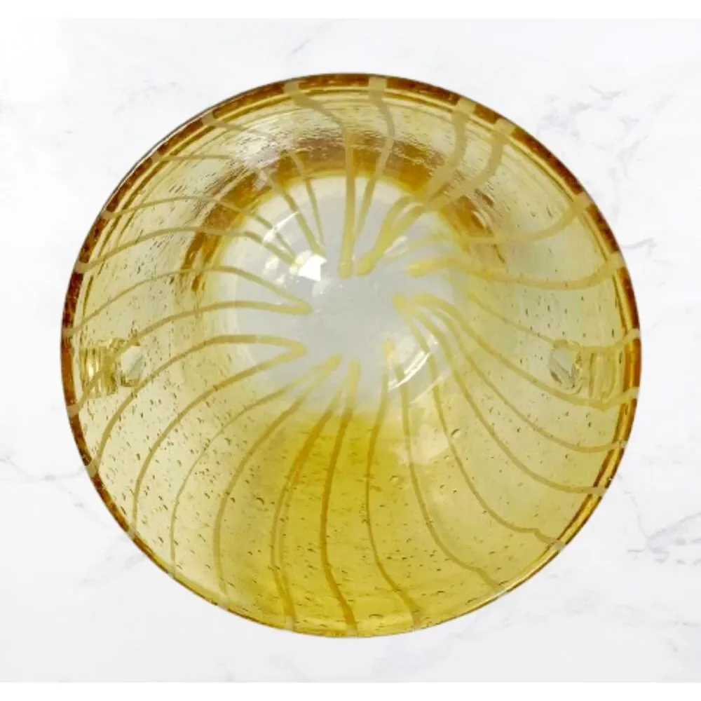 Vintage Venini for Disaronno Murano Hand-Blown Amber Glass Striped Ice Bucket